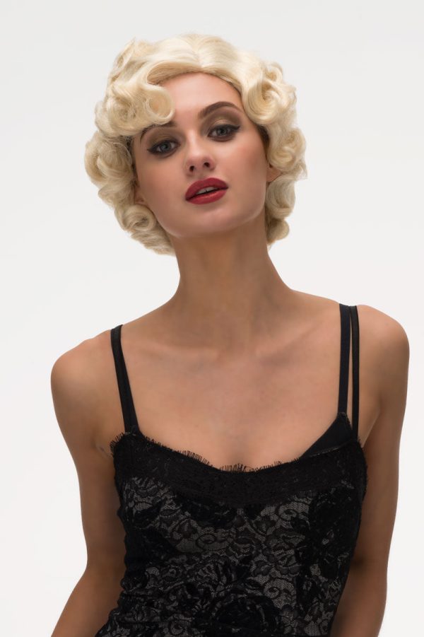 Blonde 1920s 1930s style wig, short with finger waves: Diva Fashion