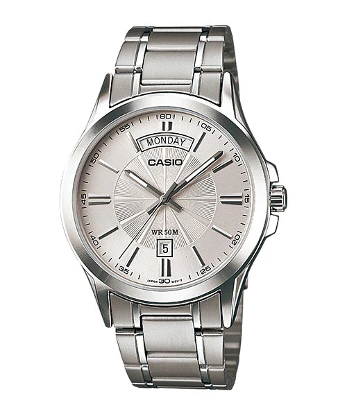 Casio - MTP-1381D-7AVDF - Stainless Steel Wrist Watch for Men - Silver & Black Discount