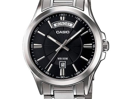 Casio - MTP-1381D-1AVDF - Stainless Steel Wrist Watch for Men - Silver & Black For Discount