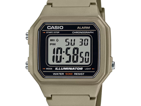 Casio General – W-217H-5AVDF Men s Watch – Black Dial, Beige Resin Strap For Cheap