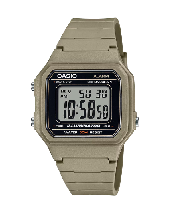 Casio General – W-217H-5AVDF Men s Watch – Black Dial, Beige Resin Strap For Cheap