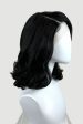 Black shoulder length long bob (lob) lacefront wig with side sweeping fringe bangs: Amaris Discount