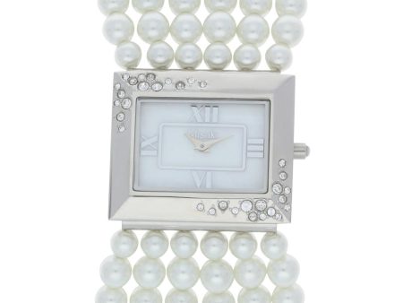 Misaki Super Star Women s White Pearl Strap Watch Sale