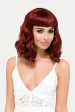 Copper red 1950s pinup wig, curled with short fringe: Kitty Supply