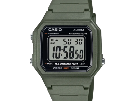 Casio General – W-217H-3AVDF Men s Watch – Black Dial, Green Resin Strap on Sale