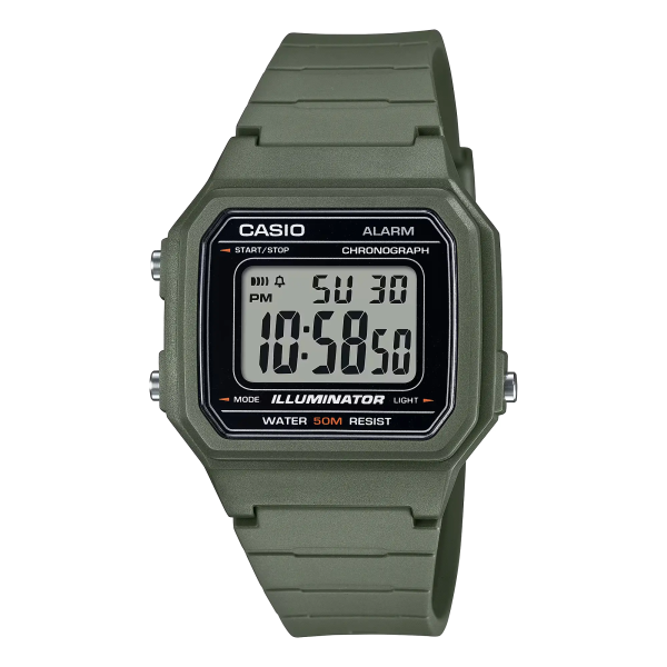 Casio General – W-217H-3AVDF Men s Watch – Black Dial, Green Resin Strap on Sale