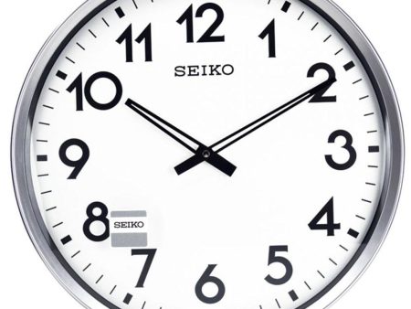 Seiko Silver Large White Dial Wall Clock QXA560S For Sale