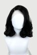 Black shoulder length long bob (lob) lacefront wig with side sweeping fringe bangs: Amaris Discount