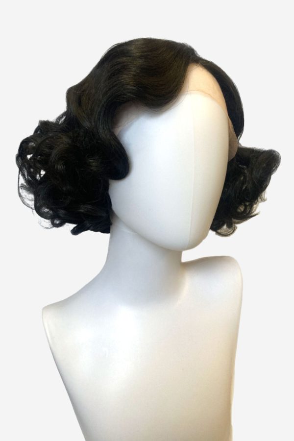 Black pinup wig, lace front, vintage style: Halle Discount