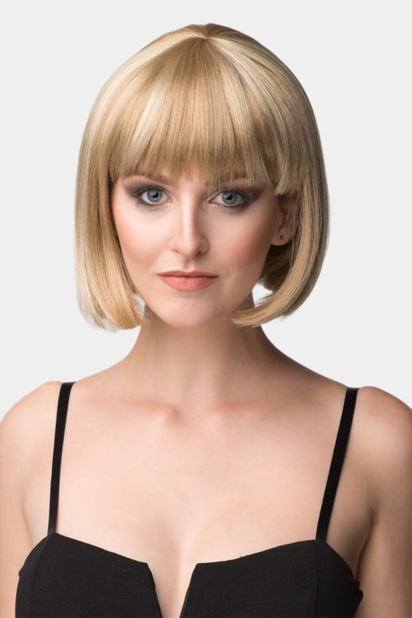 Blunt blonde bob wig with fringe: Gracie Discount