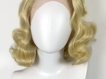 Blonde lacefront wig, pinup vintage style, mid length with finger waves: Lucinda Fashion