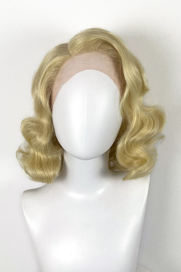 Blonde lacefront wig, pinup vintage style, mid length with finger waves: Lucinda Fashion