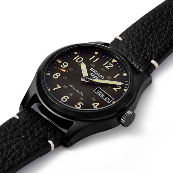 Seiko 5 Sports Style Leather Strap Watch SRPG41K1 Sale