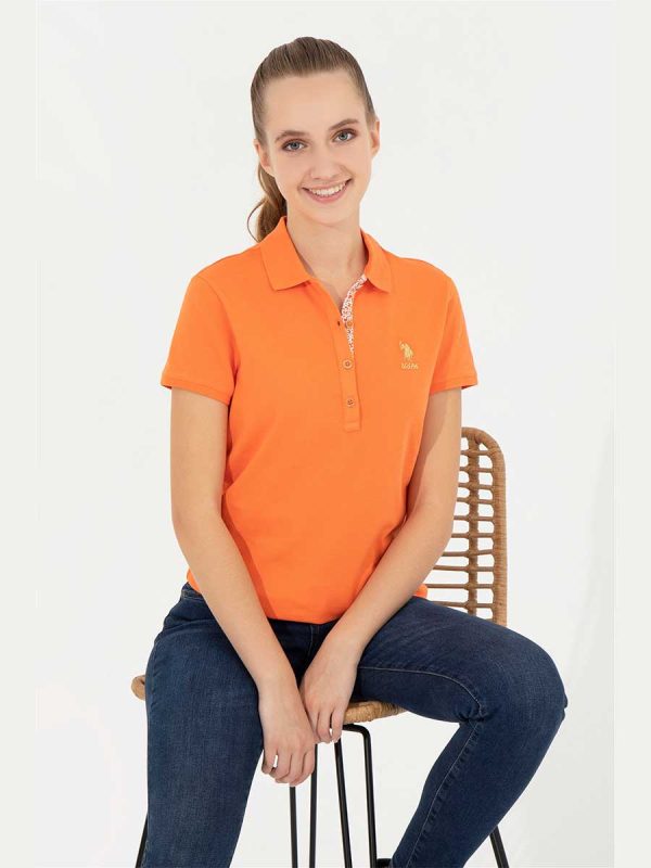 USPA Polo Shirt Women Orange VR051 USPOW044 SCH US Polo Assn, Cheap