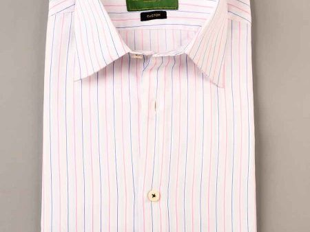 Nabeel & Aqeel Formal ShirtO-08 Custom White & Pink Striped NSHF8C04 Online