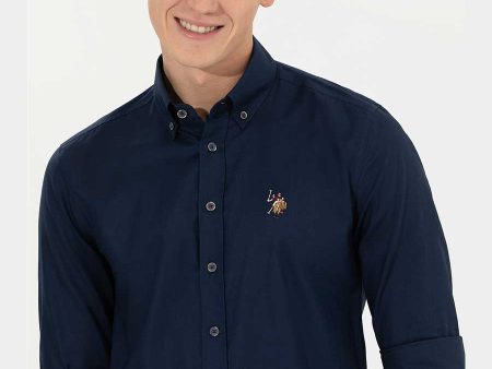 US Polo Assn Men Shirt Regular Fit Navy VR033 USPSH276 For Sale