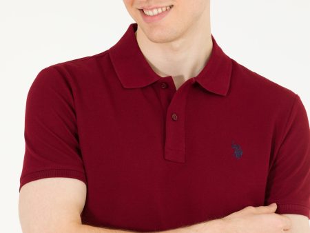 USPA Polo Shirt Men Bordeaux KR0215 USPOM194 Single Color Horse US Polo Assn. Fashion