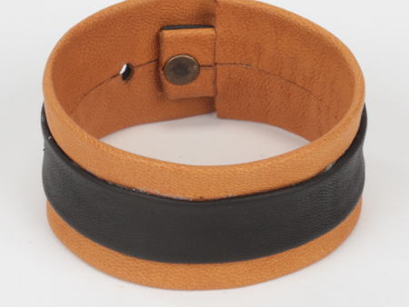 Leather and Tire cuff, Cognac Online now