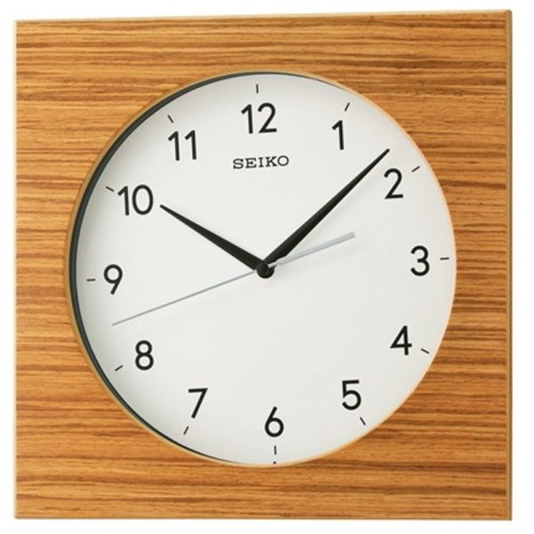 Seiko Brown Wood Square Wall Clock QXA766B Online