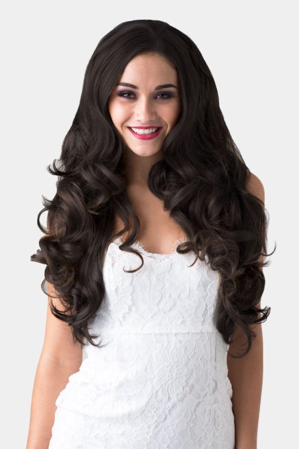 Brown half wig hairpiece with long loose curls: Chelsea For Cheap