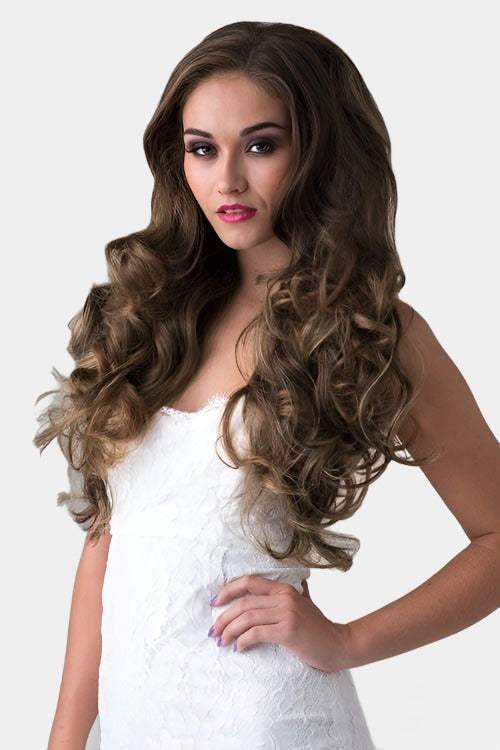 Brown half wig with blonde highlights with big loose curls: Nickie Hot on Sale