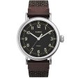 Timex Standard Black Brown Leather and Fabric Strap Watch TW2U89600 For Sale