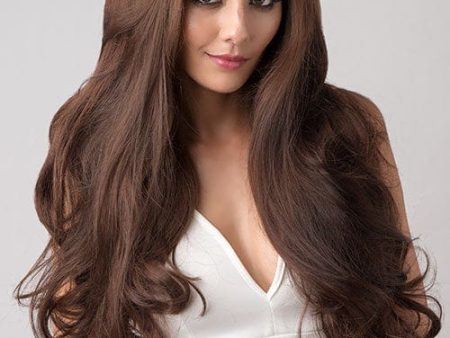 Reddish brown half wig hairpiece extension (3 4 wig), wavy: Winnie For Discount