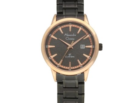 Alexandre Christie Rose Gold Bezel and Black Ion Plated Ladies Watch 8454LDBBRBA For Cheap