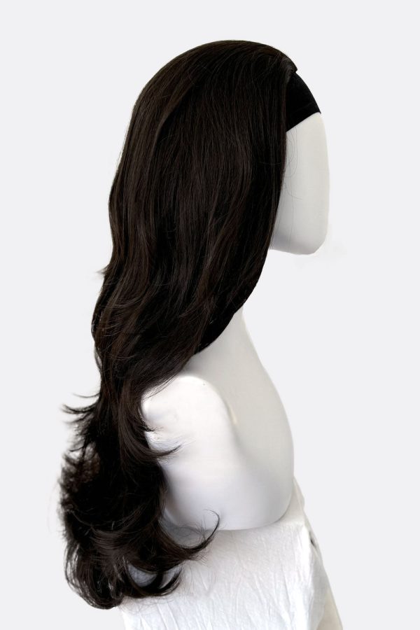 Brown half wig hairpiece (3 4 wig), layered, wavy: Simone Hot on Sale