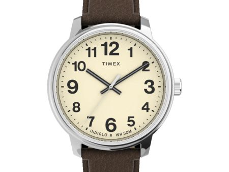 Timex EASY READER BOLD Brown Leather Strap Mens Watch TW2V21300 Sale