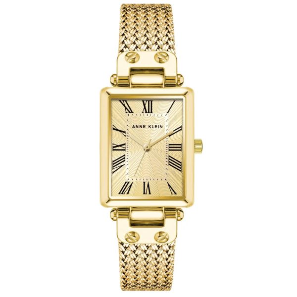 Anne Klein Rectangle Mesh Strap Ladies Watch AK 3882CHGB For Discount