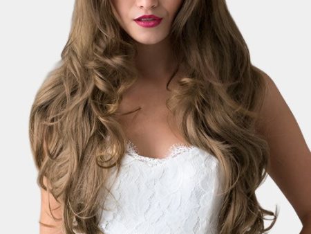 Light golden brown half wig hairpiece, wavy: Teresa Supply