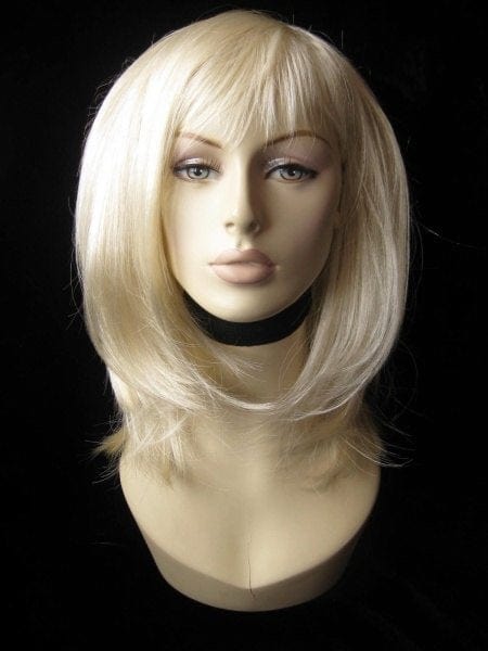 Blonde mid-length wig, face frame, layered style: Lilly For Cheap