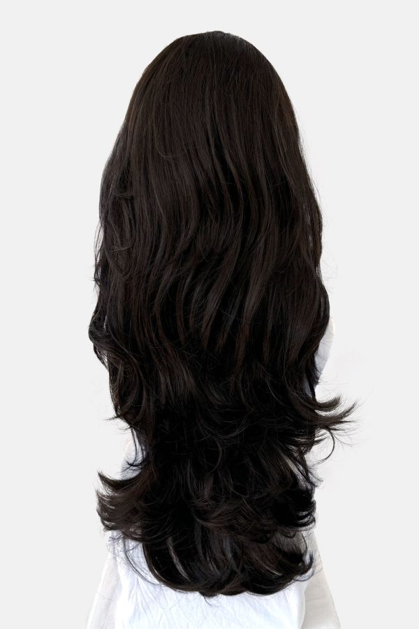 Brown half wig hairpiece (3 4 wig), layered, wavy: Simone Hot on Sale