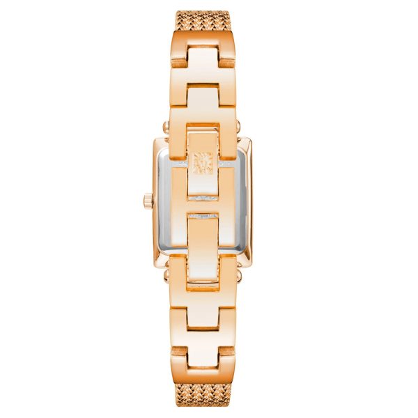 Anne Klein Rectangle Rose Gold Mesh Strap Ladies Watch AK 3882RGRG Hot on Sale