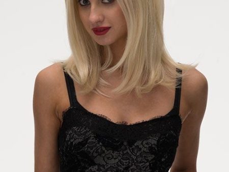 Blonde mid-length wig, face frame, layered style: Lilly For Cheap