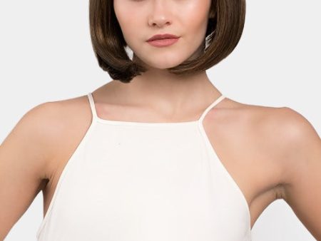 Chocolate brown inverted bob wig with blonde highlights: Keira Fashion