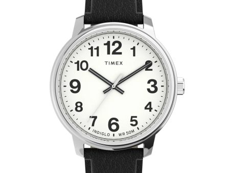 Timex EASY READER BOLD Black Leather Strap Mens Watch TW2V21200 Online Hot Sale