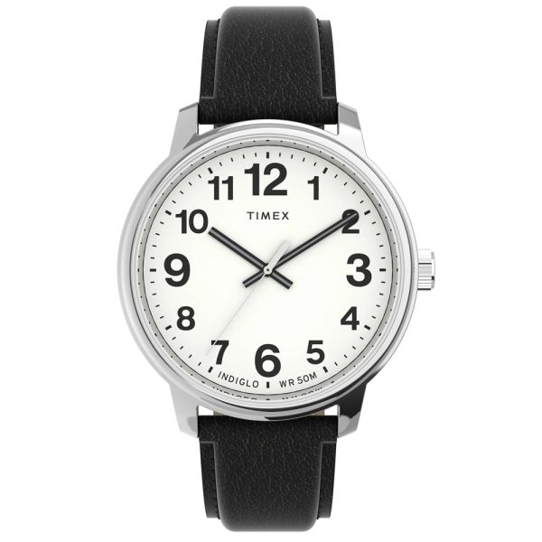 Timex EASY READER BOLD Black Leather Strap Mens Watch TW2V21200 Online Hot Sale