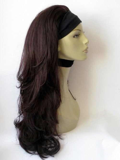 Black & purple half wig hairpiece, wavy, loose curls: Indira Supply