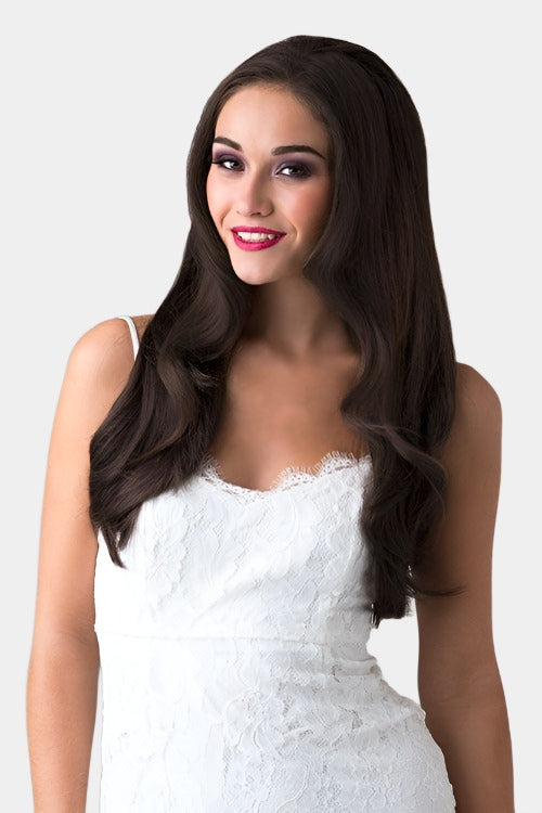 Brown half wig hairpiece, layered and straight: Summer Cheap