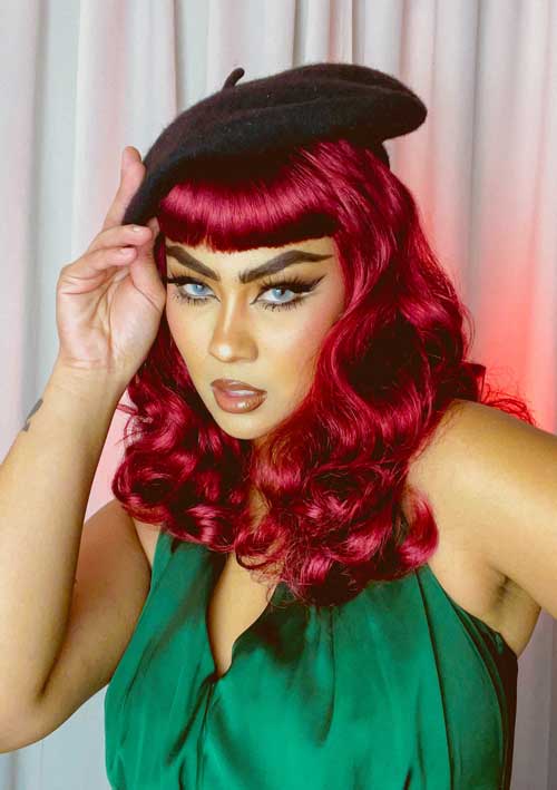 Cherry red 1950s pinup style wig: Sandra Online Sale