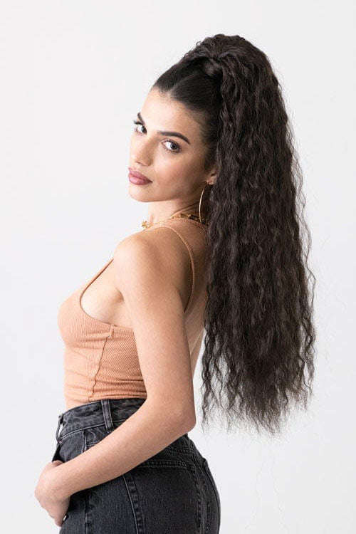 Extra long ponytail extension with long loose spirals: Kaia Online now