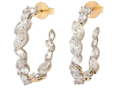 Large Marquise Diamond Hoops Discount