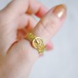 Gold Floral Engraved Buckle Ring Cheap