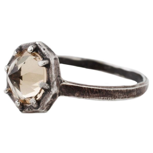 Champagne Quartz Silver Ring Discount