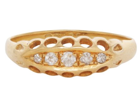 Five Diamond Boat Ring Hot on Sale